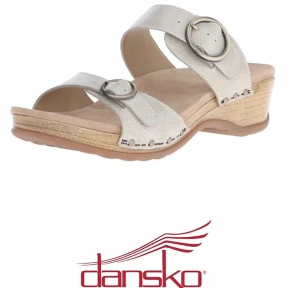 Dansko Manda Slide Wooden Slip on Clogs in Oyster 7 - Picture 2 of 16
